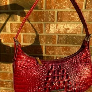Brahmin Crimson Croc-Embossed Shoulder Bag